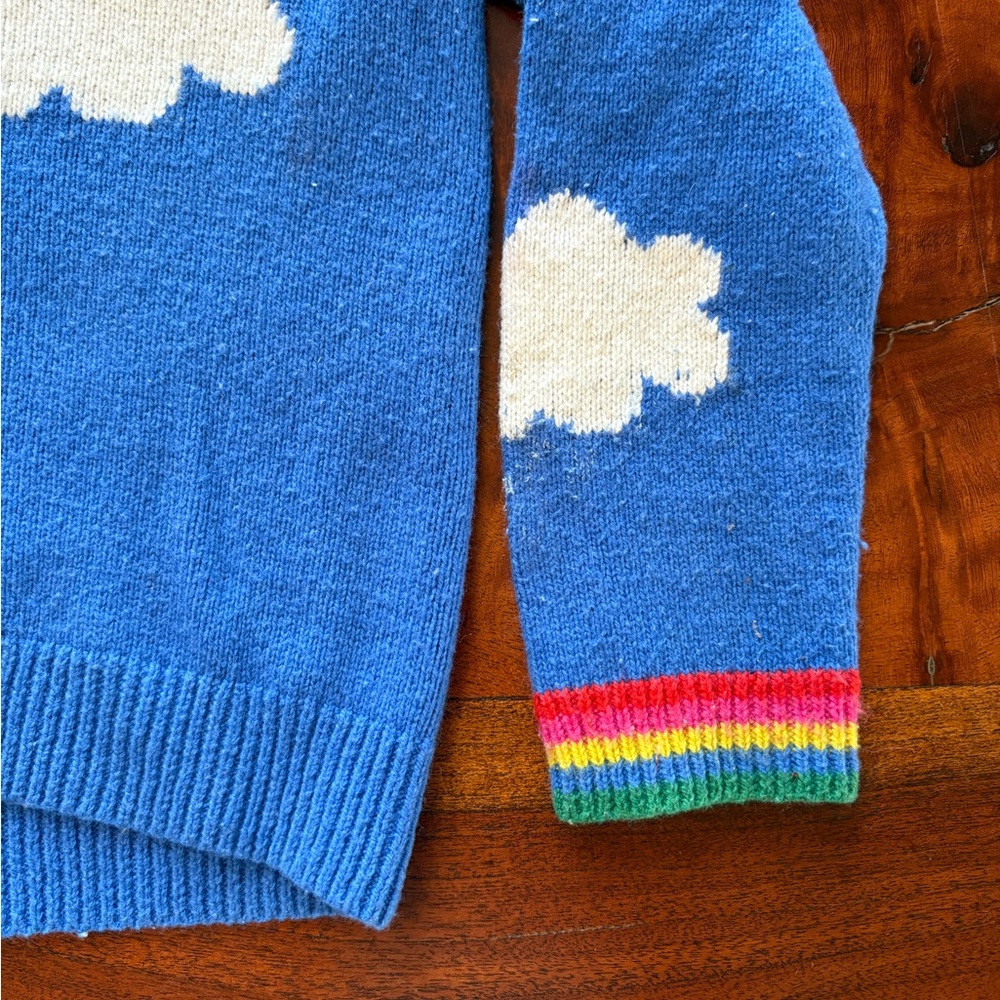Mini Boden Blue Cardigan with Rainbow and Cloud Accents - Picture 3 of 7